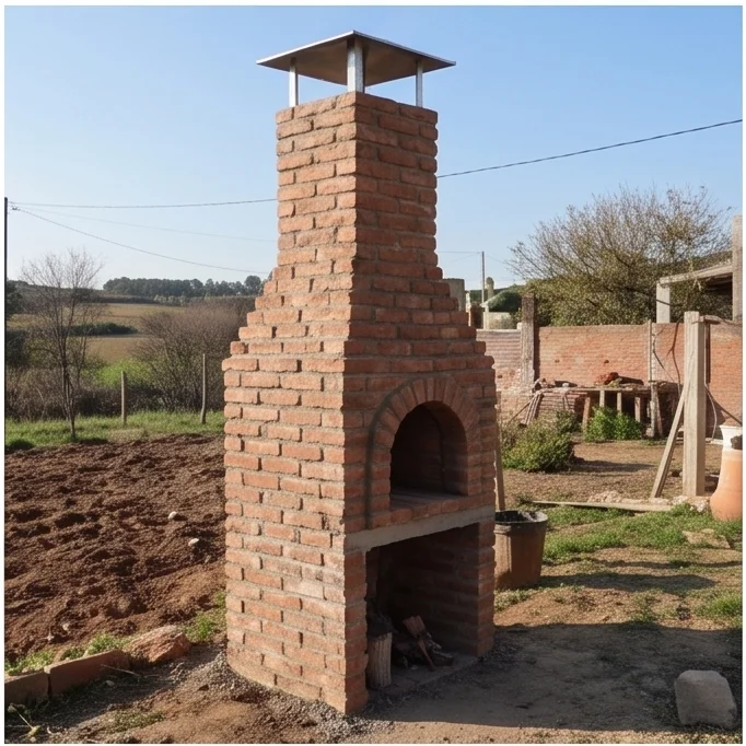 Chimenea terminada con rebozado y sombrerete