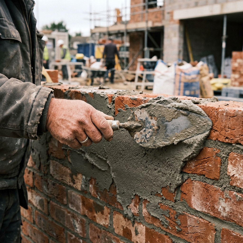 Aplicando revoque impermeable en pared