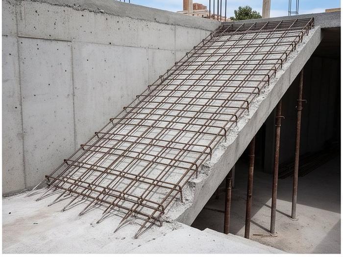 Armadura de escalera con varillas longitudinales y estribos